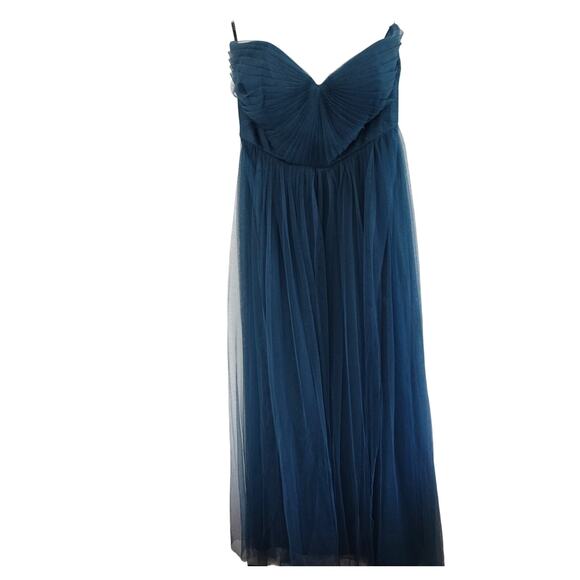 Jenny Yoo Annabelle Convertible Tulle Bridesmaid Dress Vintage Teal Strapless 4 - Picture 2 of 16